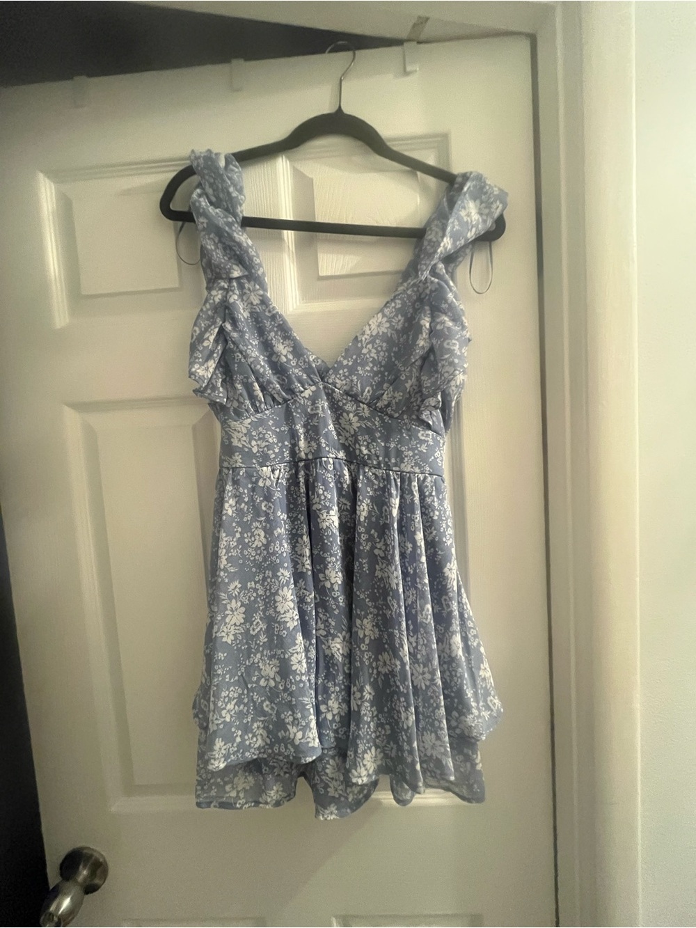 Blue Floral Ruffled Sundress